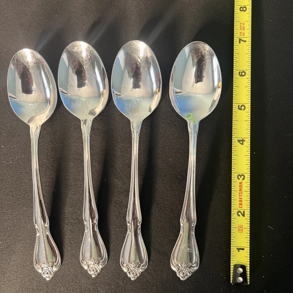 Lot‎ of 5 Stainless Steel Arbor Rose  Rogers Oneida LTD Soup Spoons